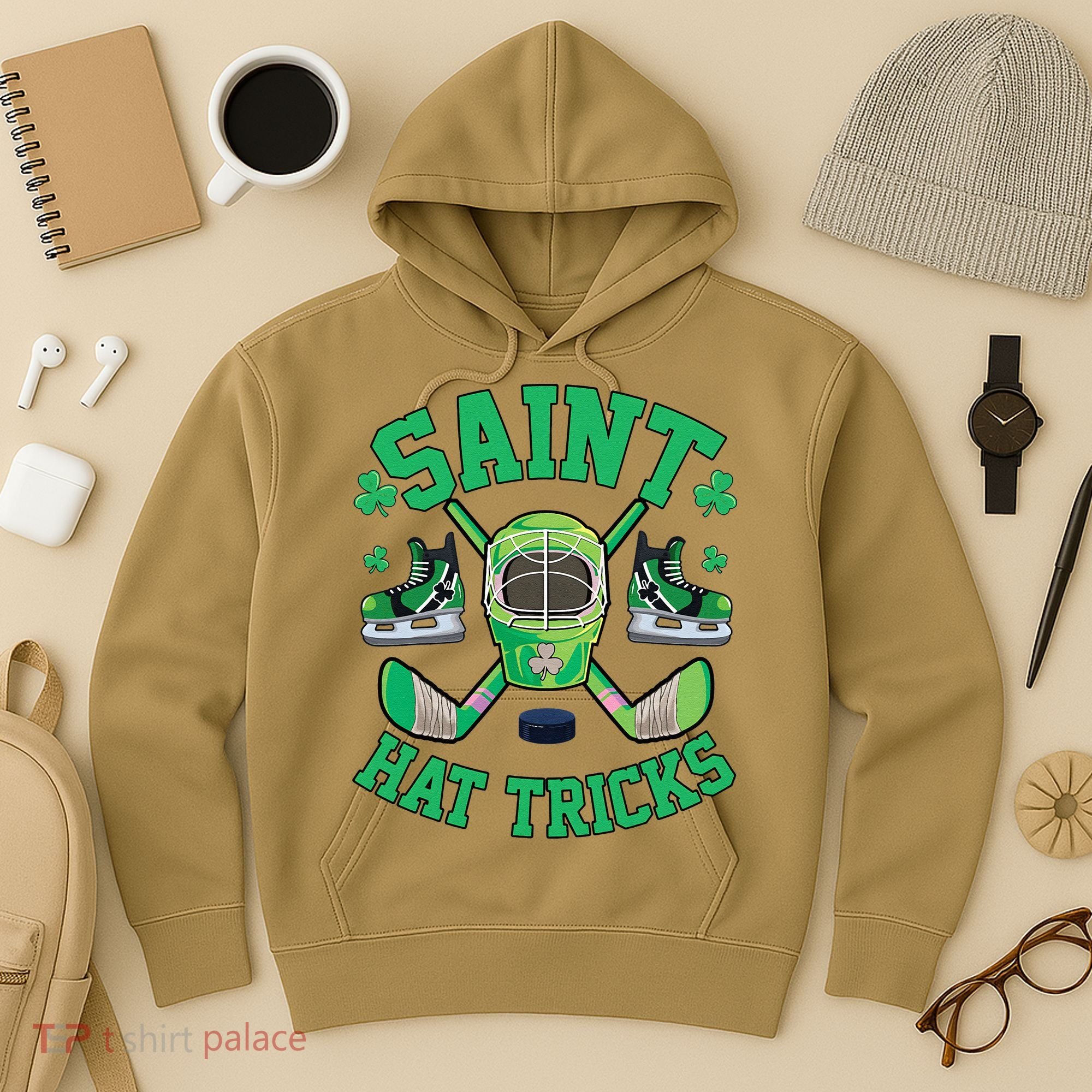 St Patrick's Day Hockey Saint Hat Tricks Shamrock Hoodie
