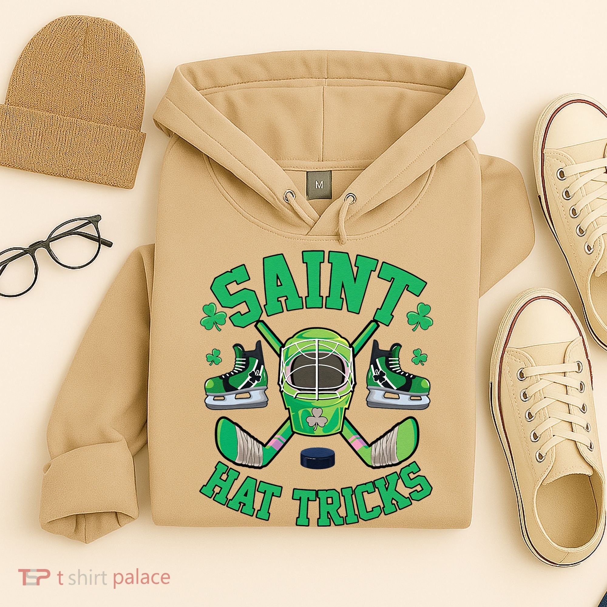 St Patrick's Day Hockey Saint Hat Tricks Shamrock Hoodie