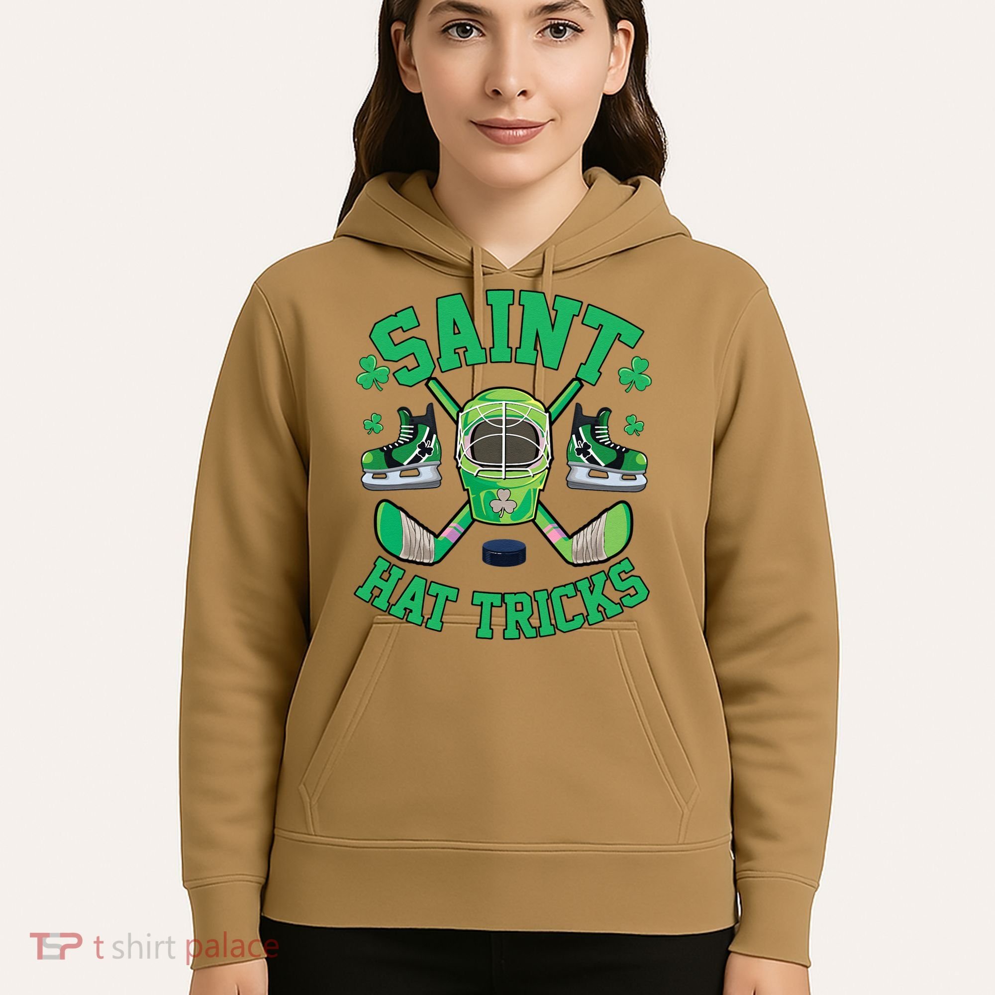 St Patrick's Day Hockey Saint Hat Tricks Shamrock Hoodie