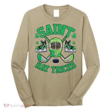 St Patrick's Day Hockey Saint Hat Tricks Shamrock Long Sleeve Shirt