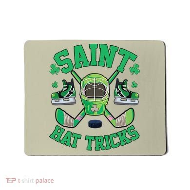 St Patrick's Day Hockey Saint Hat Tricks Shamrock Mousepad