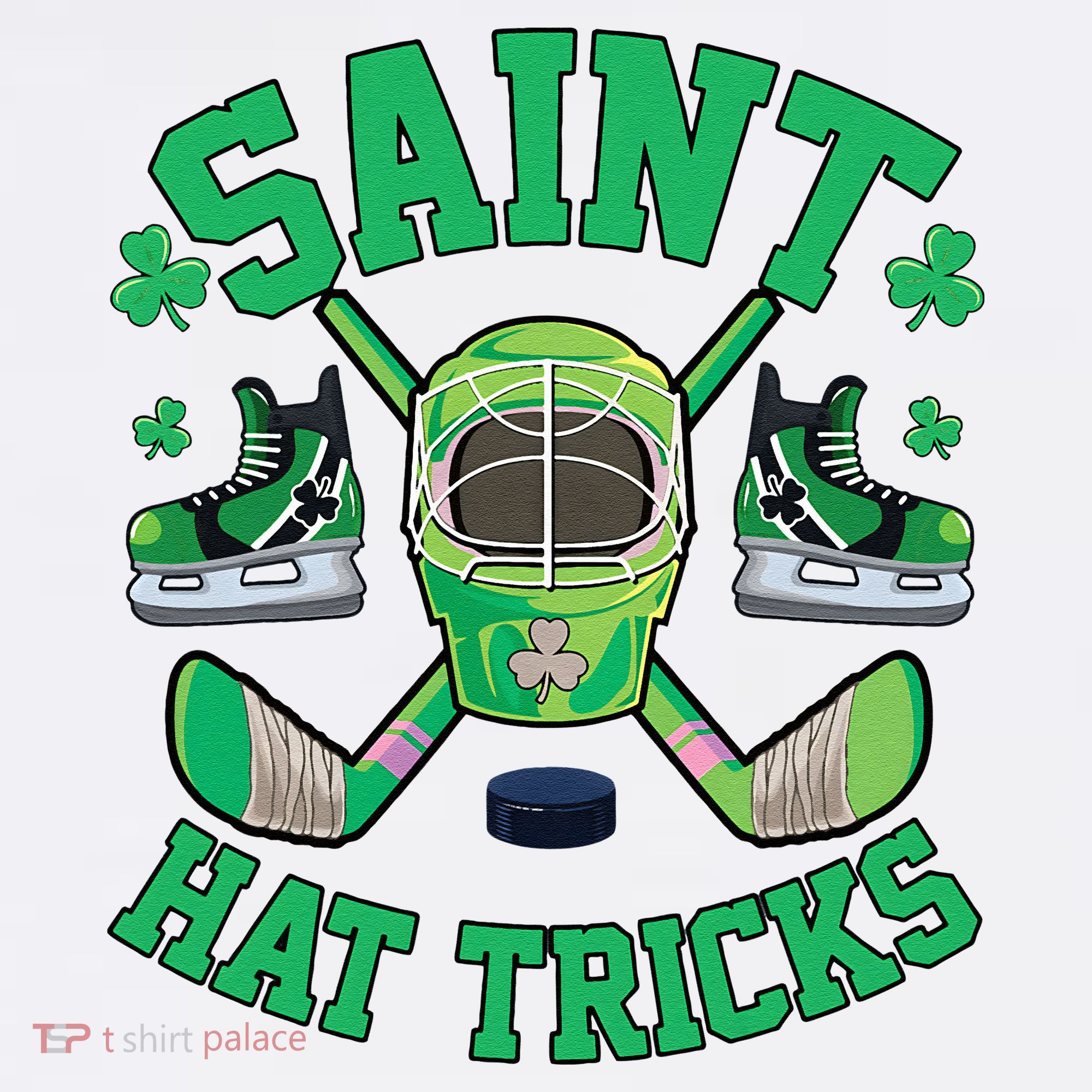 St Patrick's Day Hockey Saint Hat Tricks Shamrock Garment-Dyed Sweatshirt