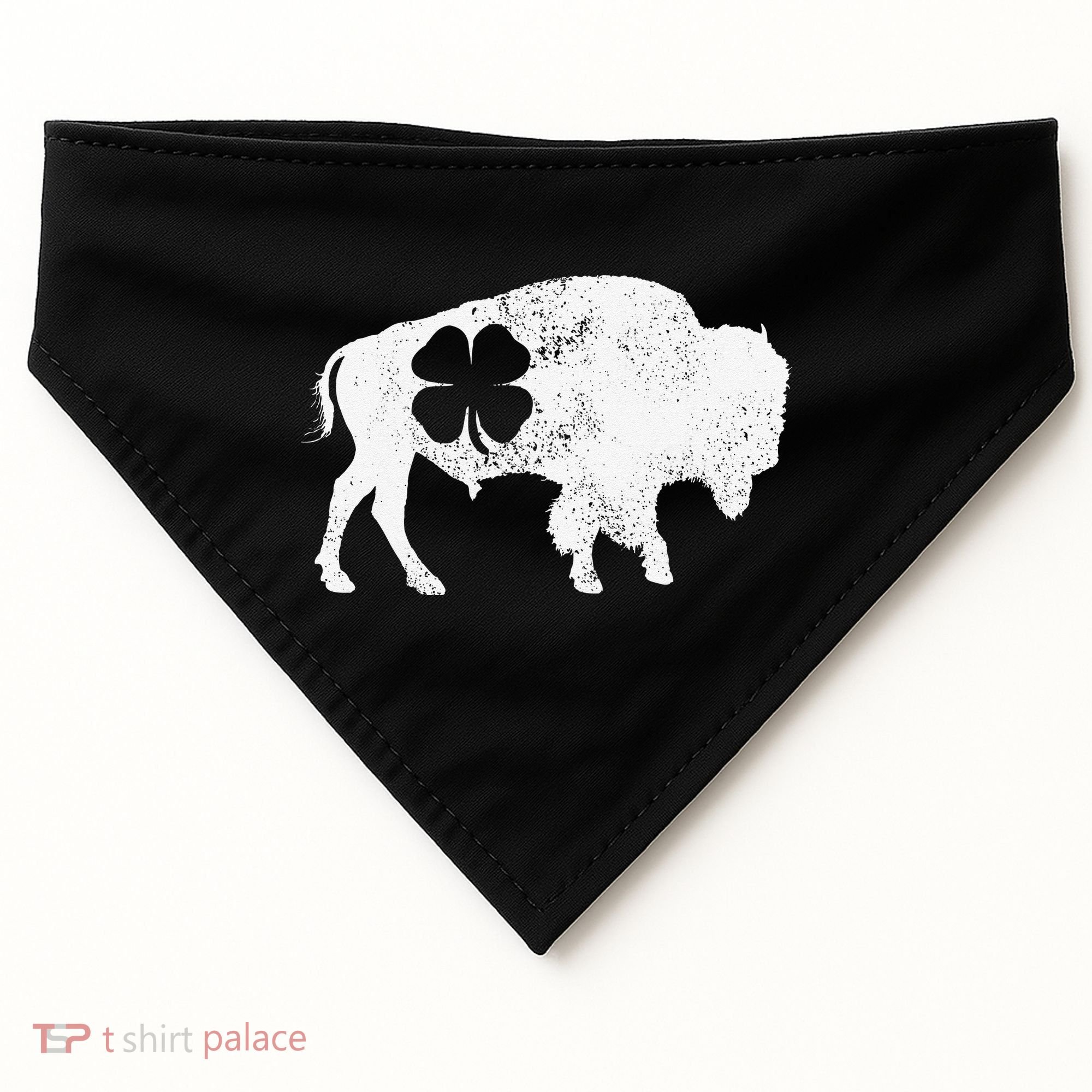 St Patrick's Day Green Shamrock Buffalo Bison Irish Saint Funny USA-Made Doggie Bandana