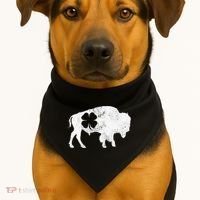 St Patrick's Day Green Shamrock Buffalo Bison Irish Saint Funny USA-Made Doggie Bandana thumb 1