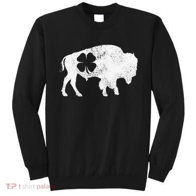 St Patrick's Day Green Shamrock Buffalo Bison Irish Saint Funny Sweatshirt