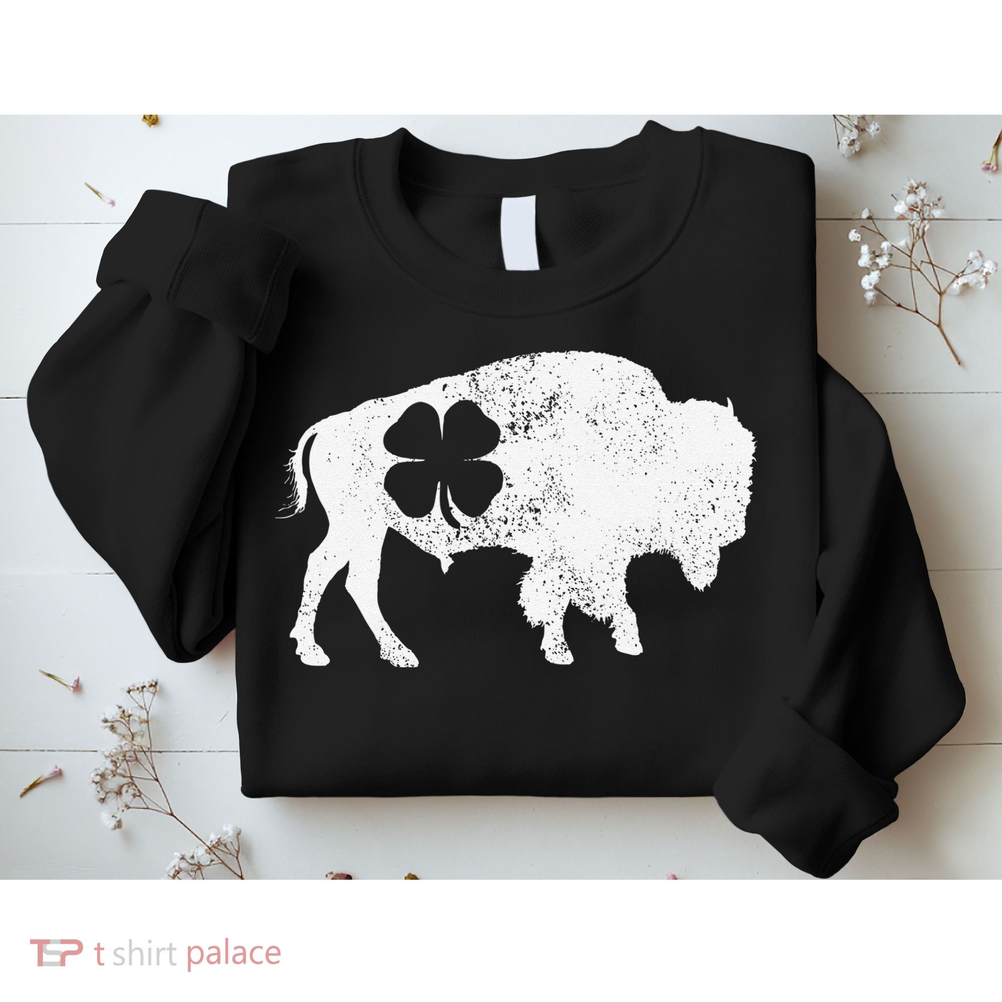 St Patrick's Day Green Shamrock Buffalo Bison Irish Saint Funny Sweatshirt