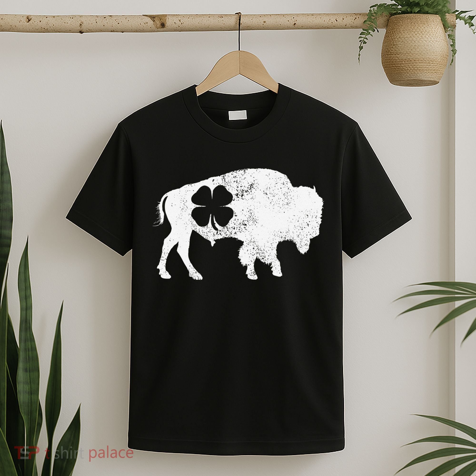 St Patrick's Day Green Shamrock Buffalo Bison Irish Saint Funny T-Shirt