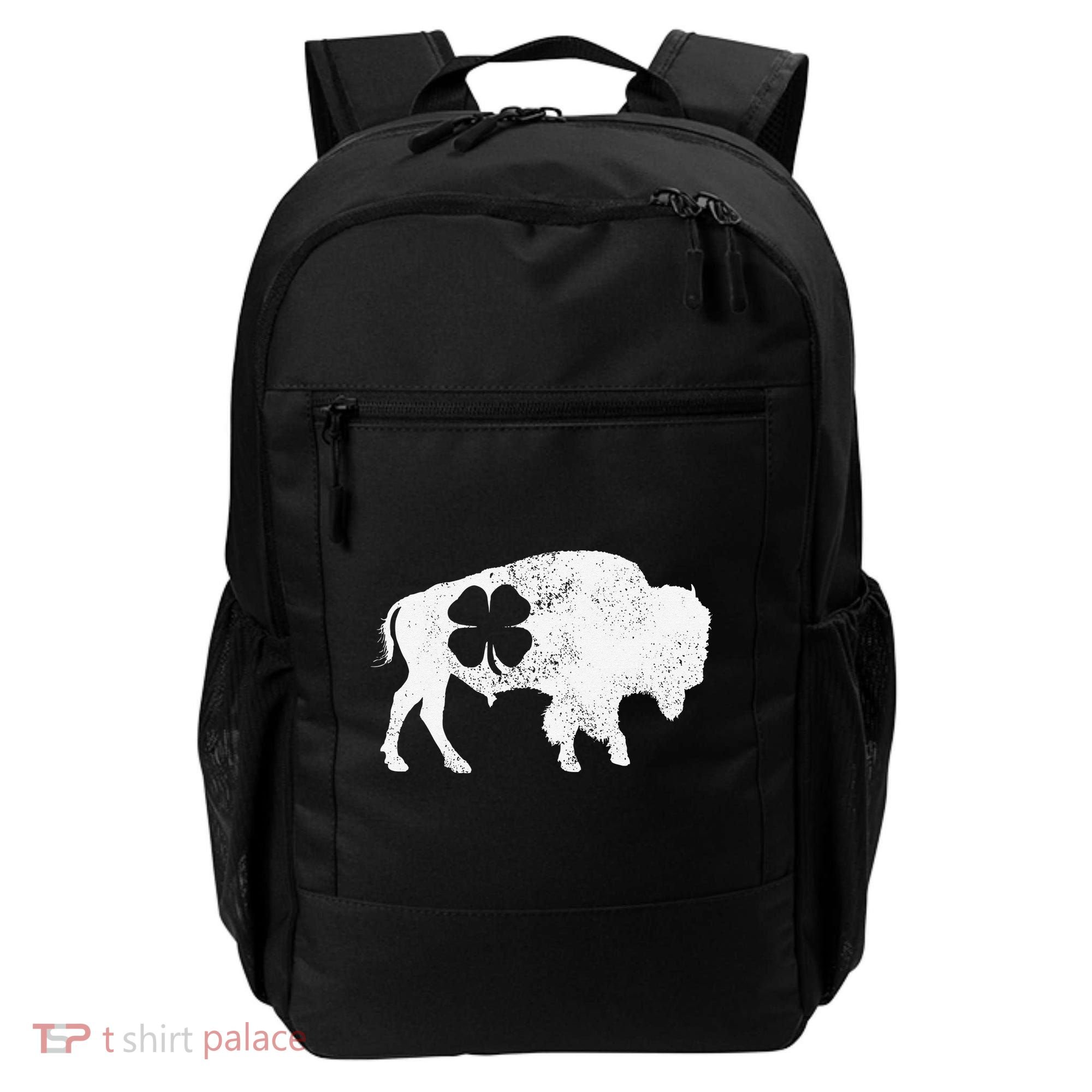 St Patrick's Day Green Shamrock Buffalo Bison Irish Saint Funny Backpack
