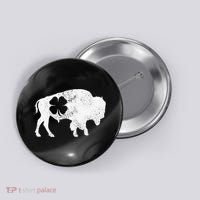 St Patrick's Day Green Shamrock Buffalo Bison Irish Saint Funny Button thumb 0
