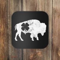 St Patrick's Day Green Shamrock Buffalo Bison Irish Saint Funny Coaster thumb 0
