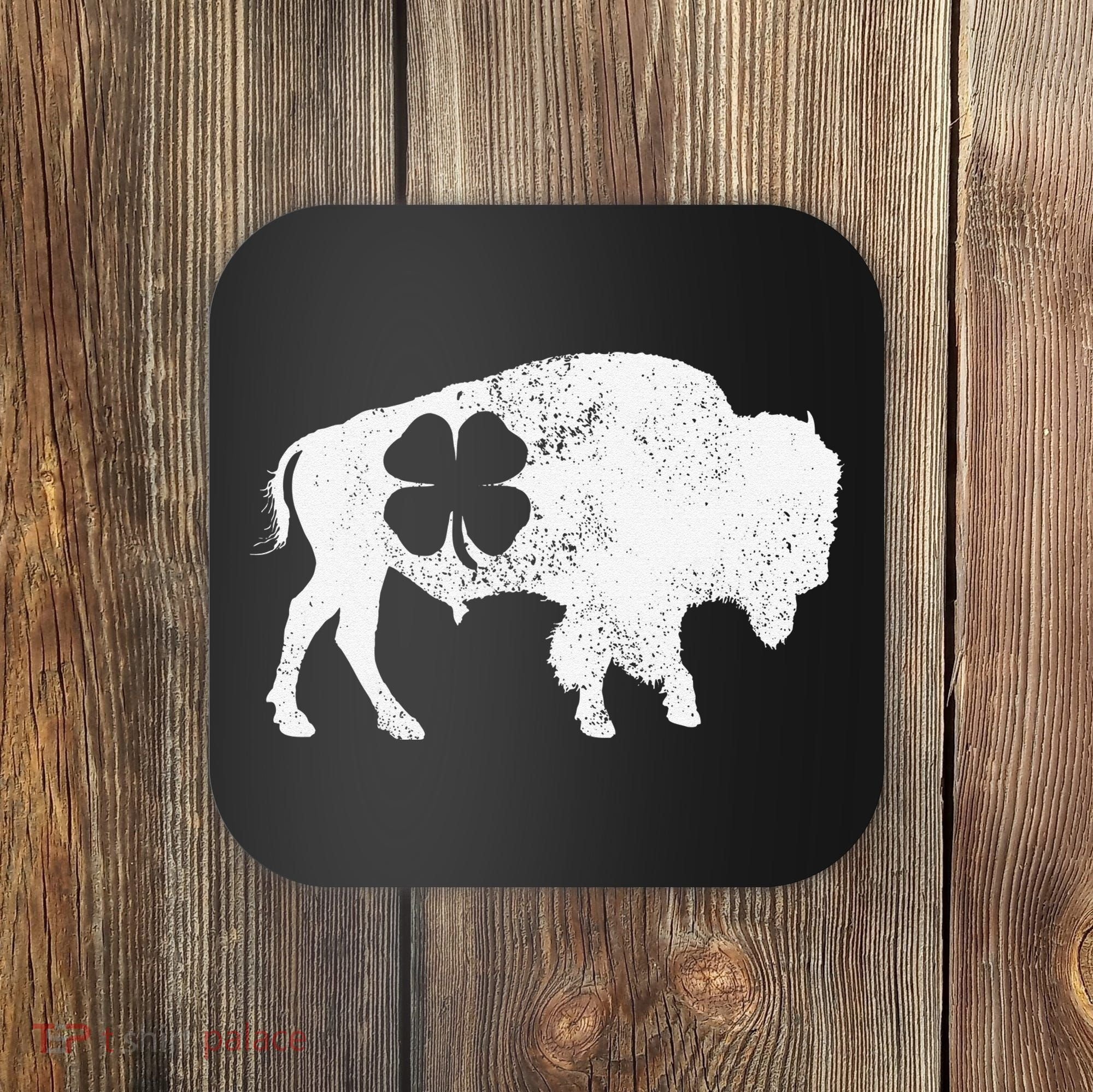 St Patrick's Day Green Shamrock Buffalo Bison Irish Saint Funny Coaster