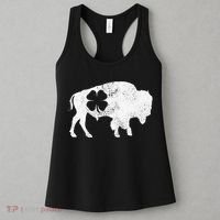 St Patrick's Day Green Shamrock Buffalo Bison Irish Saint Funny Women's Tank Top thumb 3