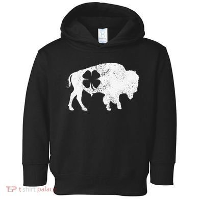 St Patrick's Day Green Shamrock Buffalo Bison Irish Saint Funny Toddler Hoodie