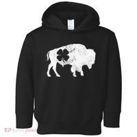 St Patrick's Day Green Shamrock Buffalo Bison Irish Saint Funny Toddler Hoodie thumb 0