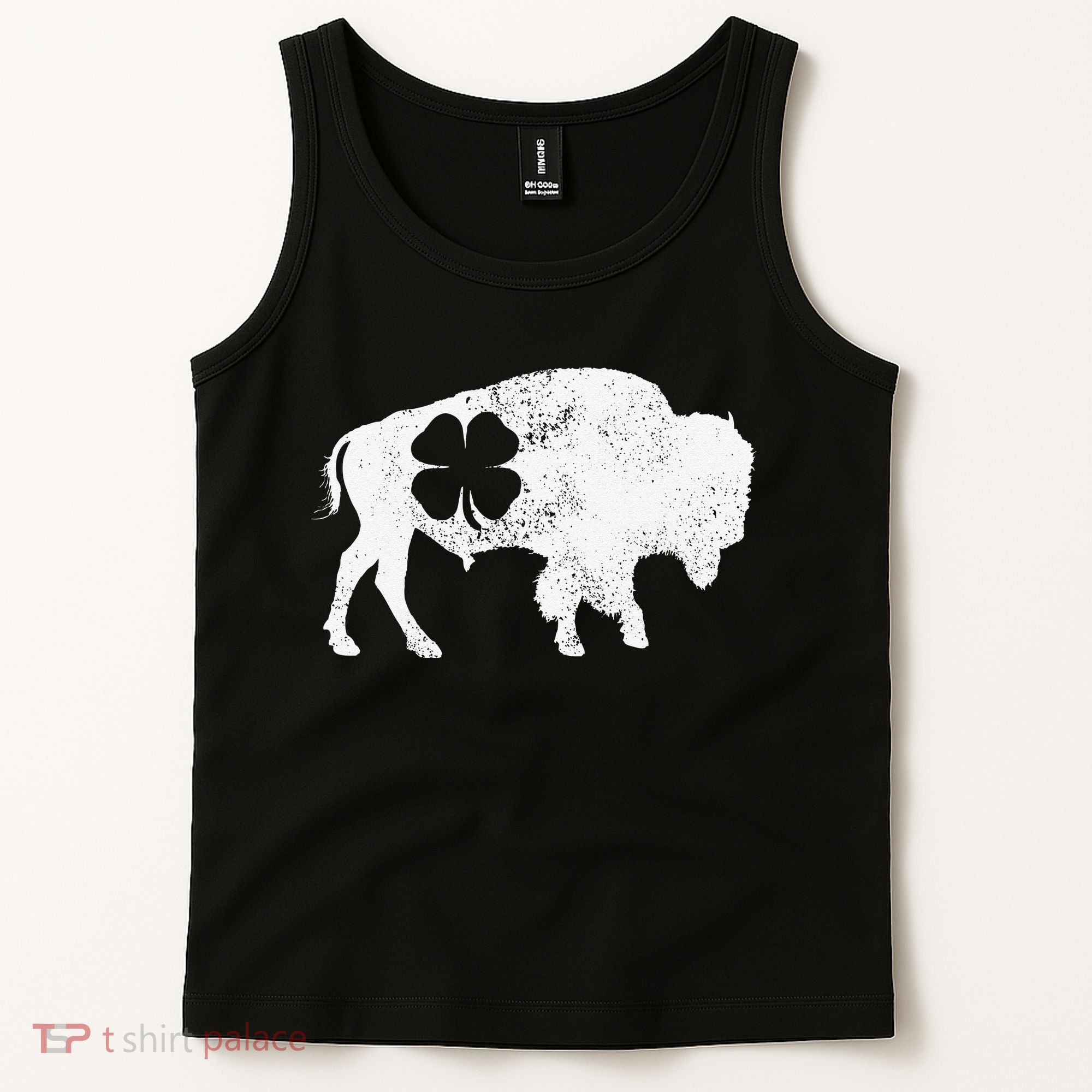 St Patrick's Day Green Shamrock Buffalo Bison Irish Saint Funny Tank Top