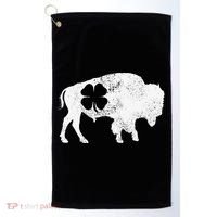 St Patrick's Day Green Shamrock Buffalo Bison Irish Saint Funny Golf Towel thumb 0