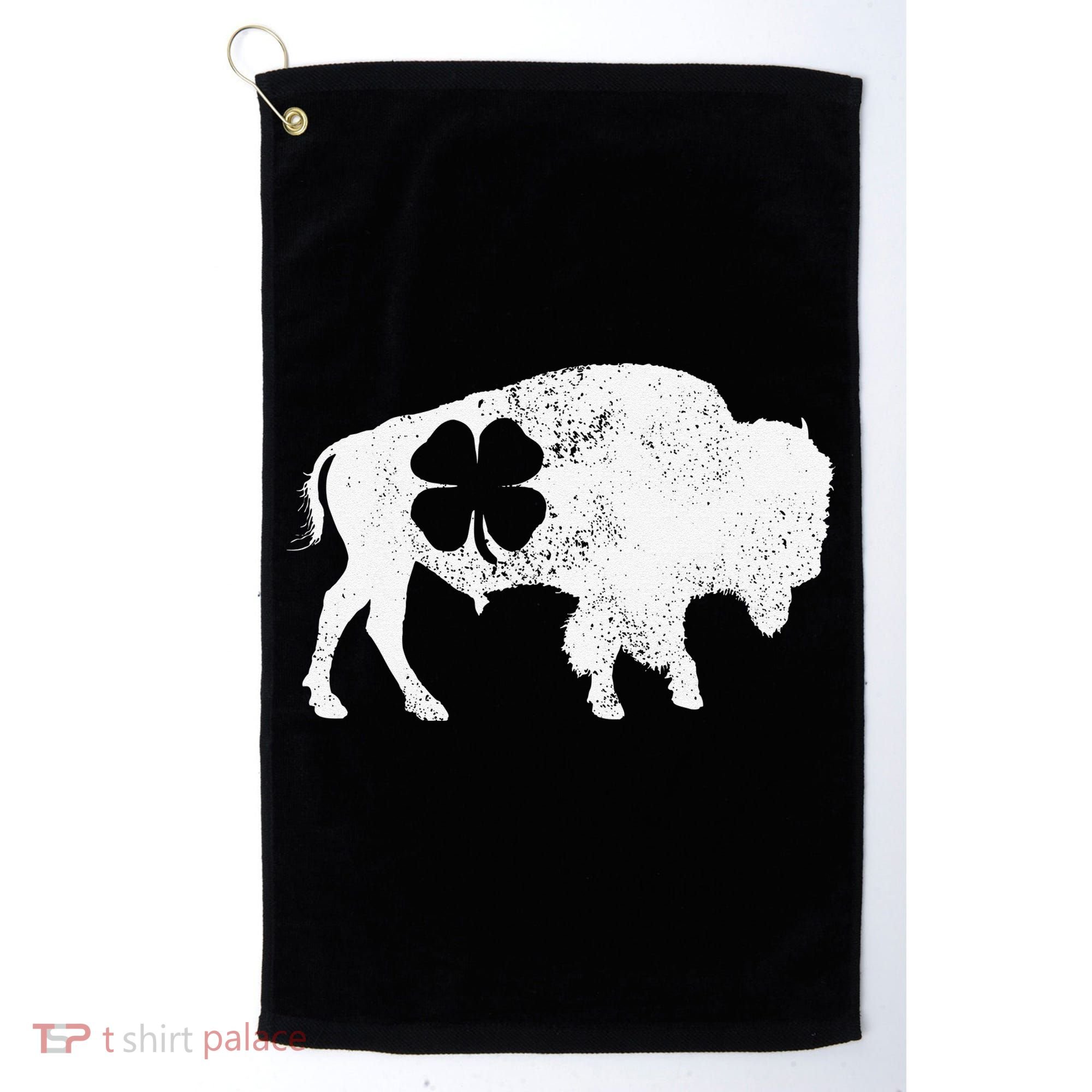 St Patrick's Day Green Shamrock Buffalo Bison Irish Saint Funny Golf Towel