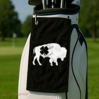 St Patrick's Day Green Shamrock Buffalo Bison Irish Saint Funny Golf Towel thumb 2
