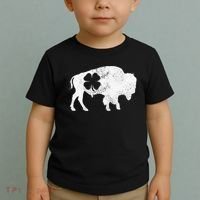 St Patrick's Day Green Shamrock Buffalo Bison Irish Saint Funny Toddler T-Shirt thumb 2