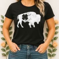 St Patrick's Day Green Shamrock Buffalo Bison Irish Saint Funny Women's T-Shirt thumb 2
