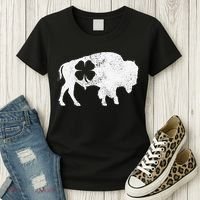 St Patrick's Day Green Shamrock Buffalo Bison Irish Saint Funny Women's T-Shirt thumb 3