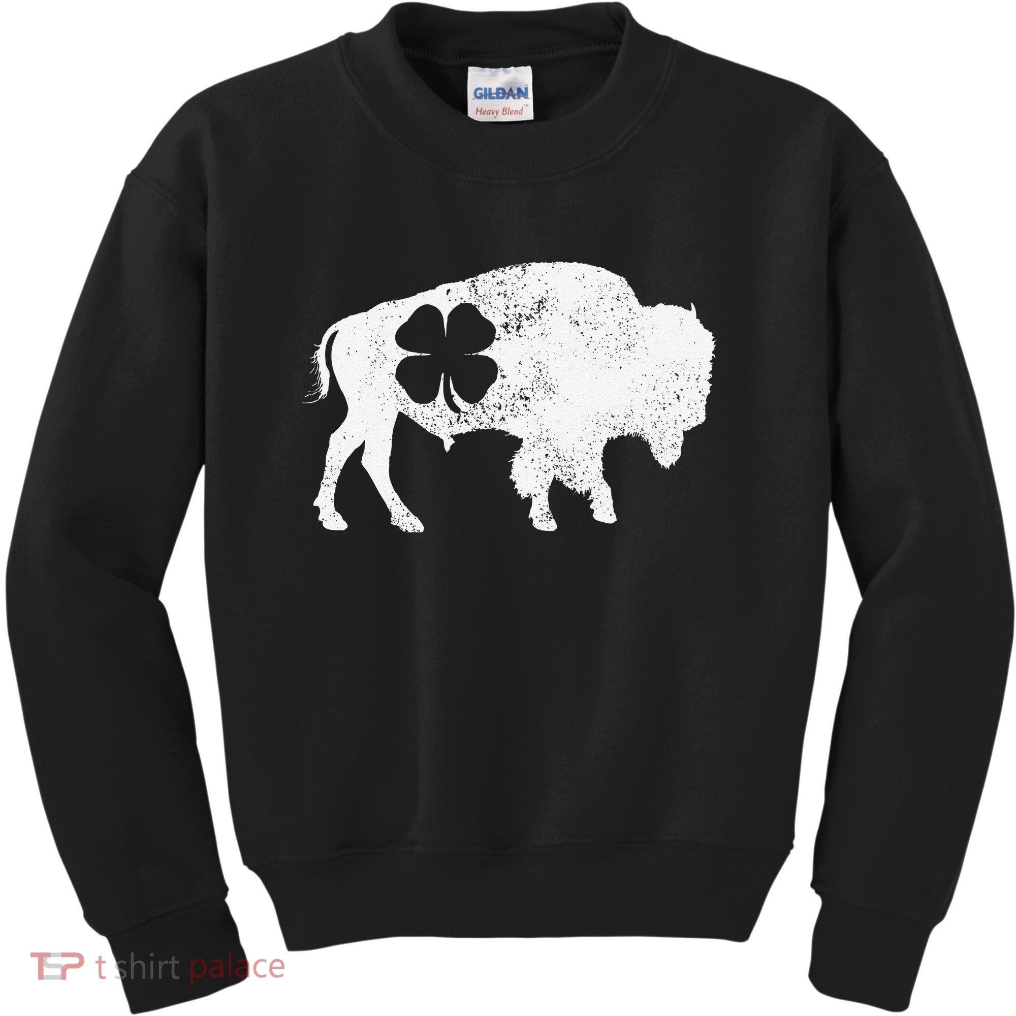 St Patrick's Day Green Shamrock Buffalo Bison Irish Saint Funny Kids Sweatshirt