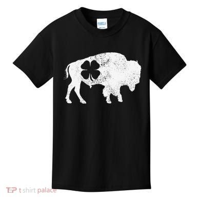 St Patrick's Day Green Shamrock Buffalo Bison Irish Saint Funny Kids T-Shirt