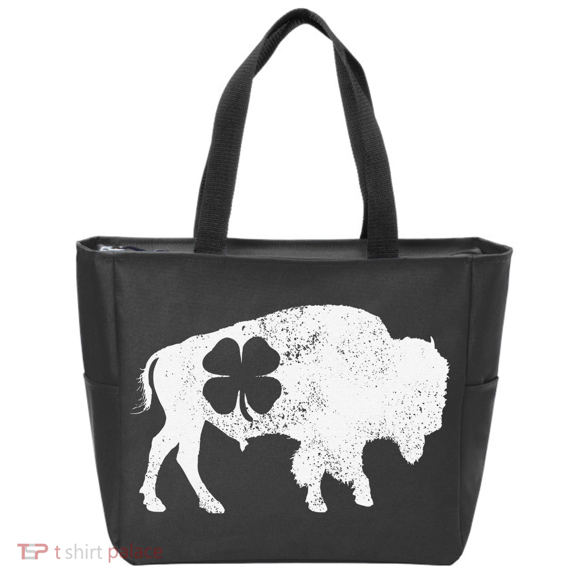 St Patrick's Day Green Shamrock Buffalo Bison Irish Saint Funny Tote Bag