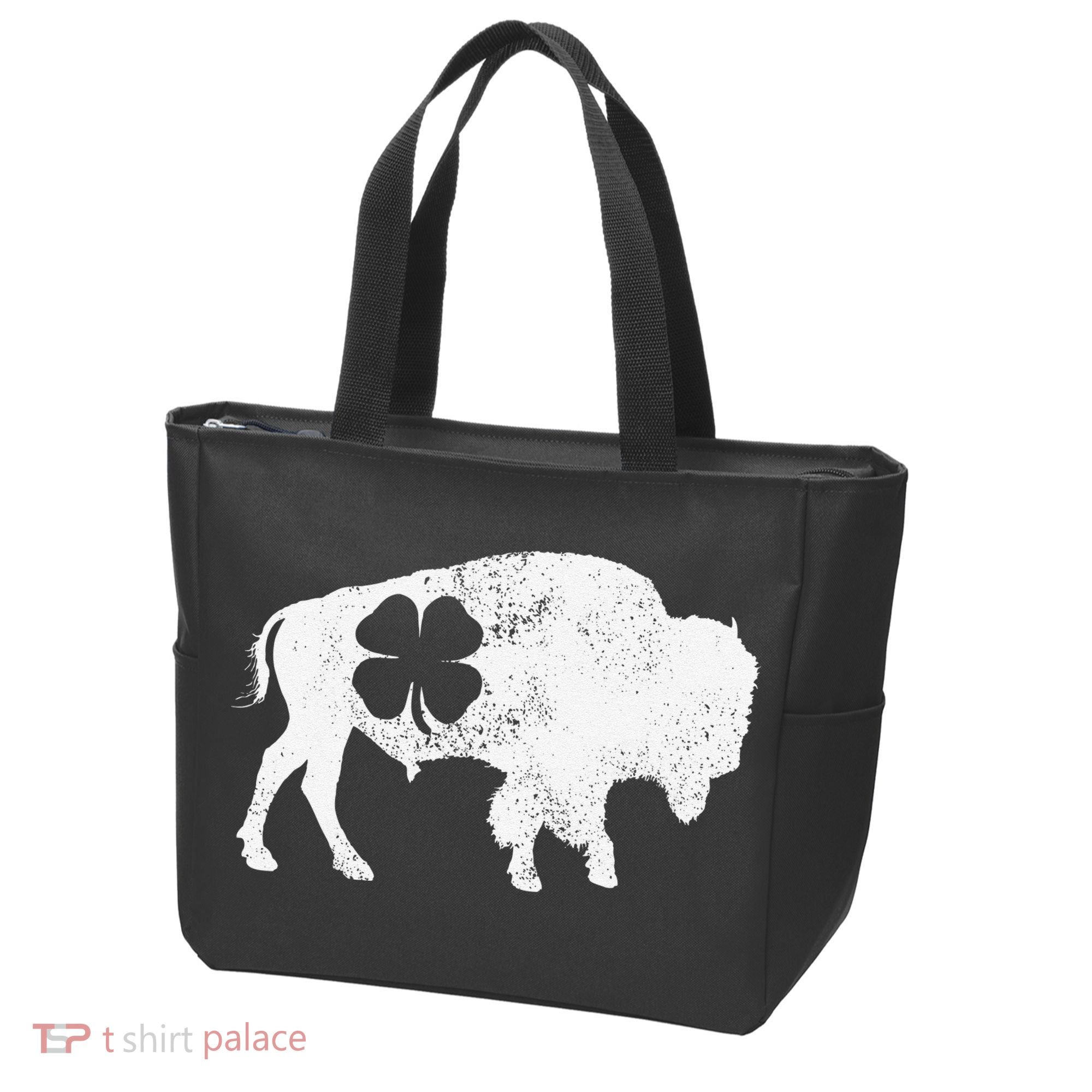 St Patrick's Day Green Shamrock Buffalo Bison Irish Saint Funny Tote Bag