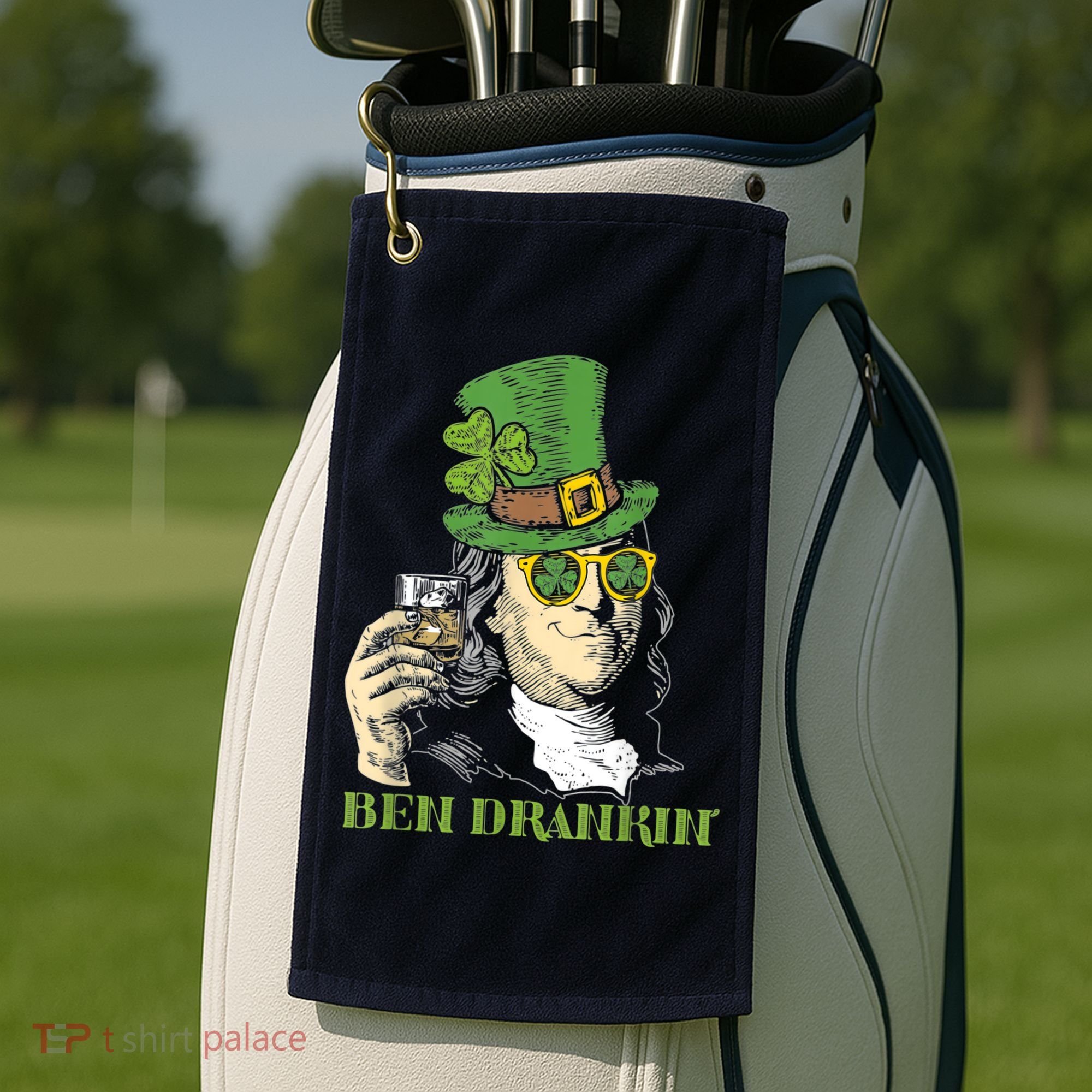 St Patricks Day, Ben Drankin, Funny St Patricks Day, St Patricks Day Drinking Golf Towel