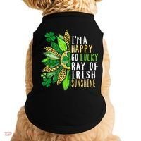 St. Patricks Day Sunflower Happy Go Lucky Ray Irish Sunshine Doggie Tank thumb 0