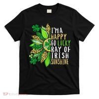St. Patricks Day Sunflower Happy Go Lucky Ray Irish Sunshine T-Shirt thumb 0