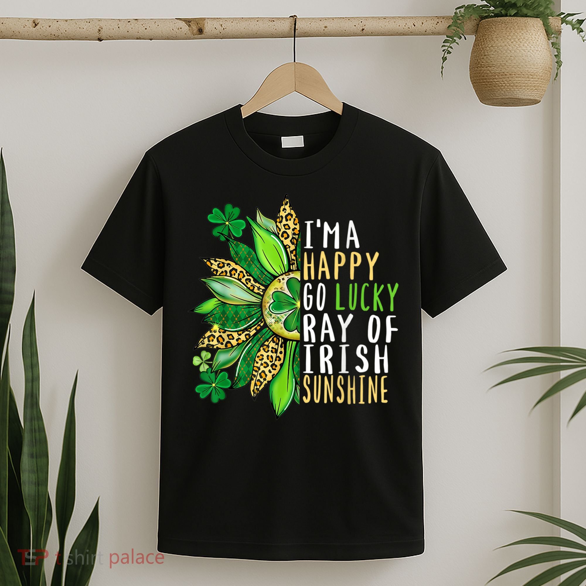 St. Patricks Day Sunflower Happy Go Lucky Ray Irish Sunshine T-Shirt