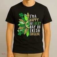 St. Patricks Day Sunflower Happy Go Lucky Ray Irish Sunshine T-Shirt thumb 3