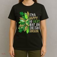 St. Patricks Day Sunflower Happy Go Lucky Ray Irish Sunshine T-Shirt thumb 4