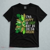 St. Patricks Day Sunflower Happy Go Lucky Ray Irish Sunshine T-Shirt thumb 5