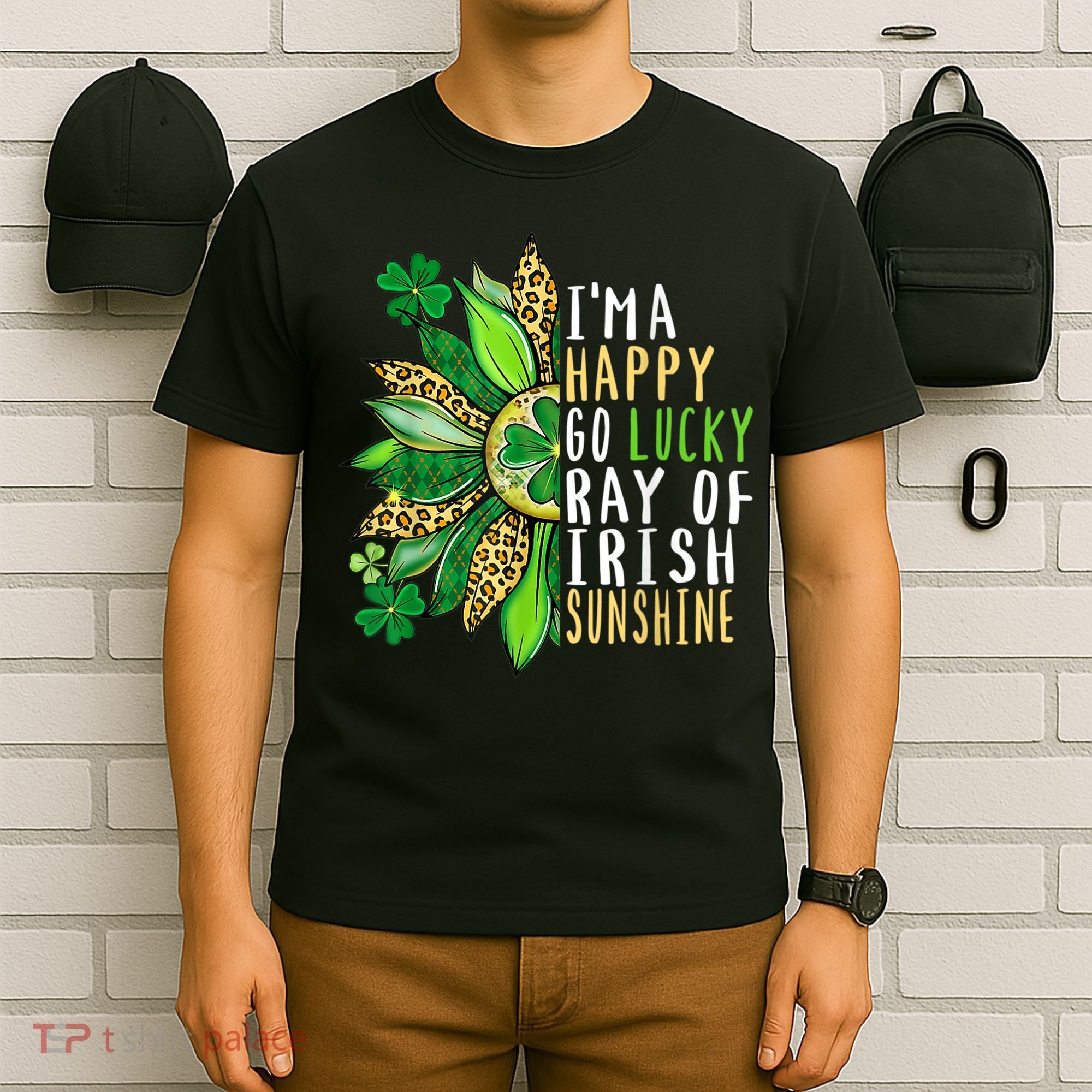 St. Patricks Day Sunflower Happy Go Lucky Ray Irish Sunshine T-Shirt