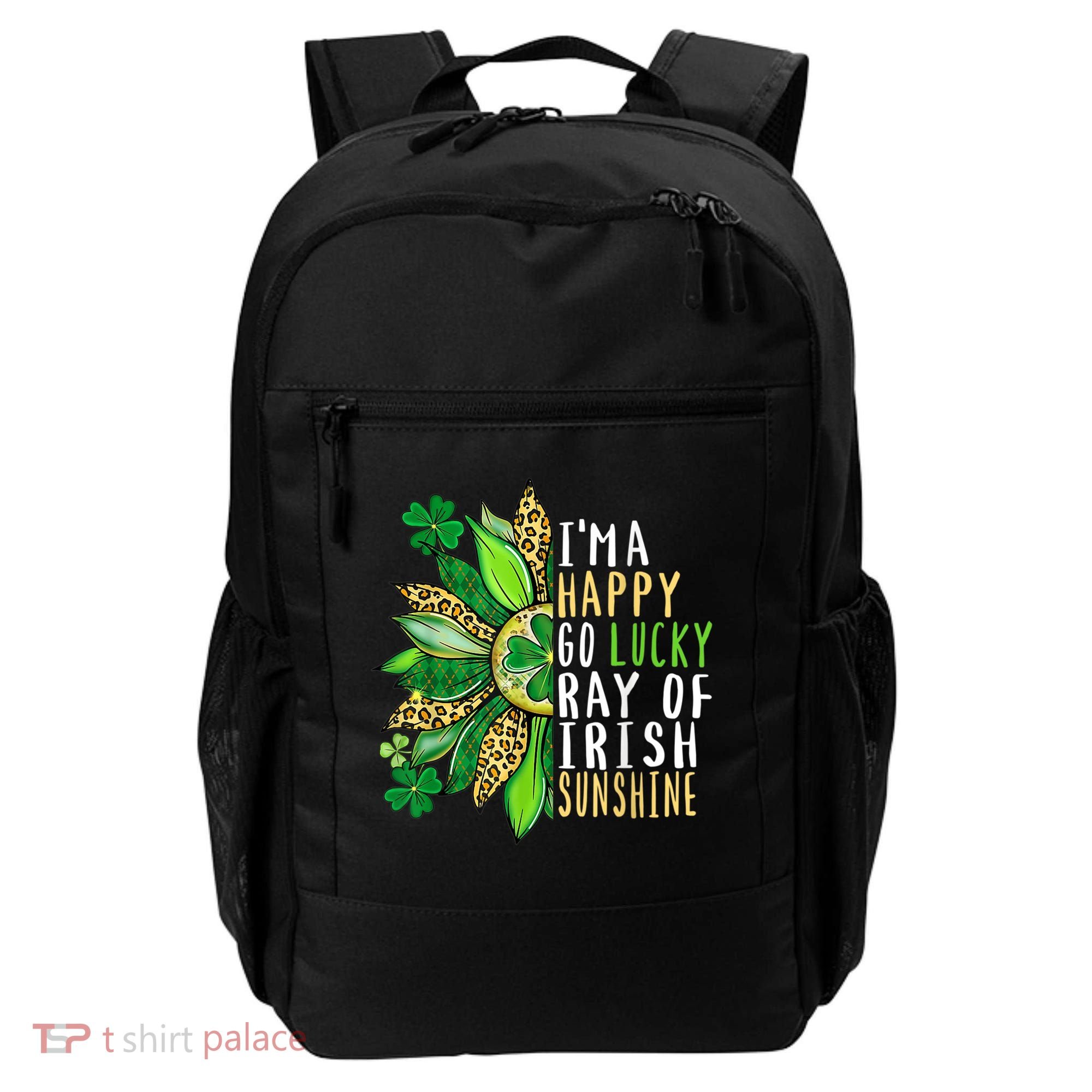 St. Patricks Day Sunflower Happy Go Lucky Ray Irish Sunshine Backpack