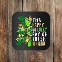 St. Patricks Day Sunflower Happy Go Lucky Ray Irish Sunshine Coaster thumb 0