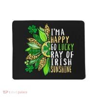 St. Patricks Day Sunflower Happy Go Lucky Ray Irish Sunshine Mousepad thumb 0