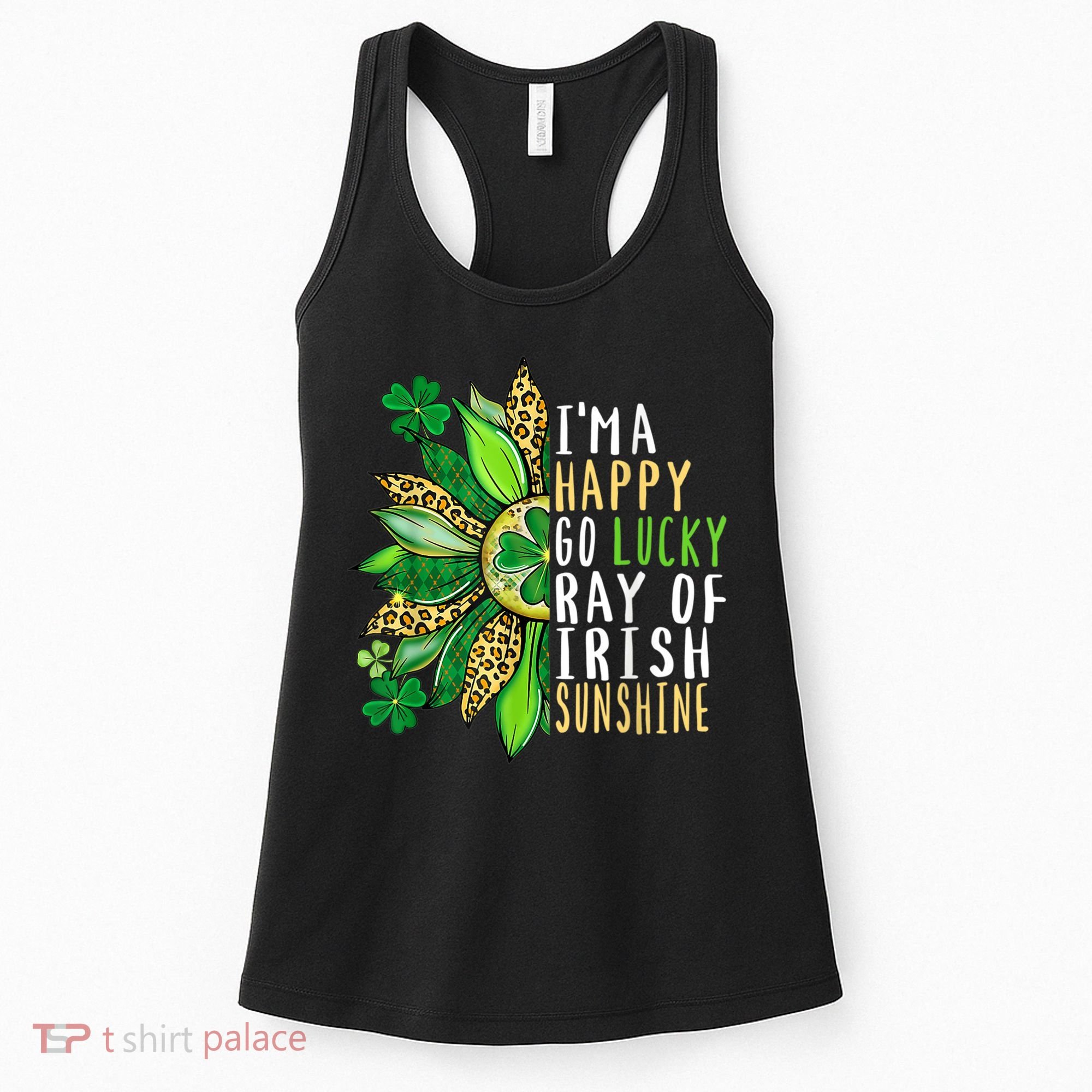 St. Patricks Day Sunflower Happy Go Lucky Ray Irish Sunshine Women's Tank Top
