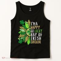 St. Patricks Day Sunflower Happy Go Lucky Ray Irish Sunshine Tank Top thumb 2