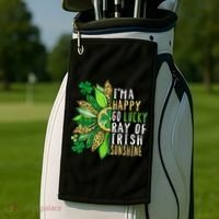 St. Patricks Day Sunflower Happy Go Lucky Ray Irish Sunshine Golf Towel thumb 2