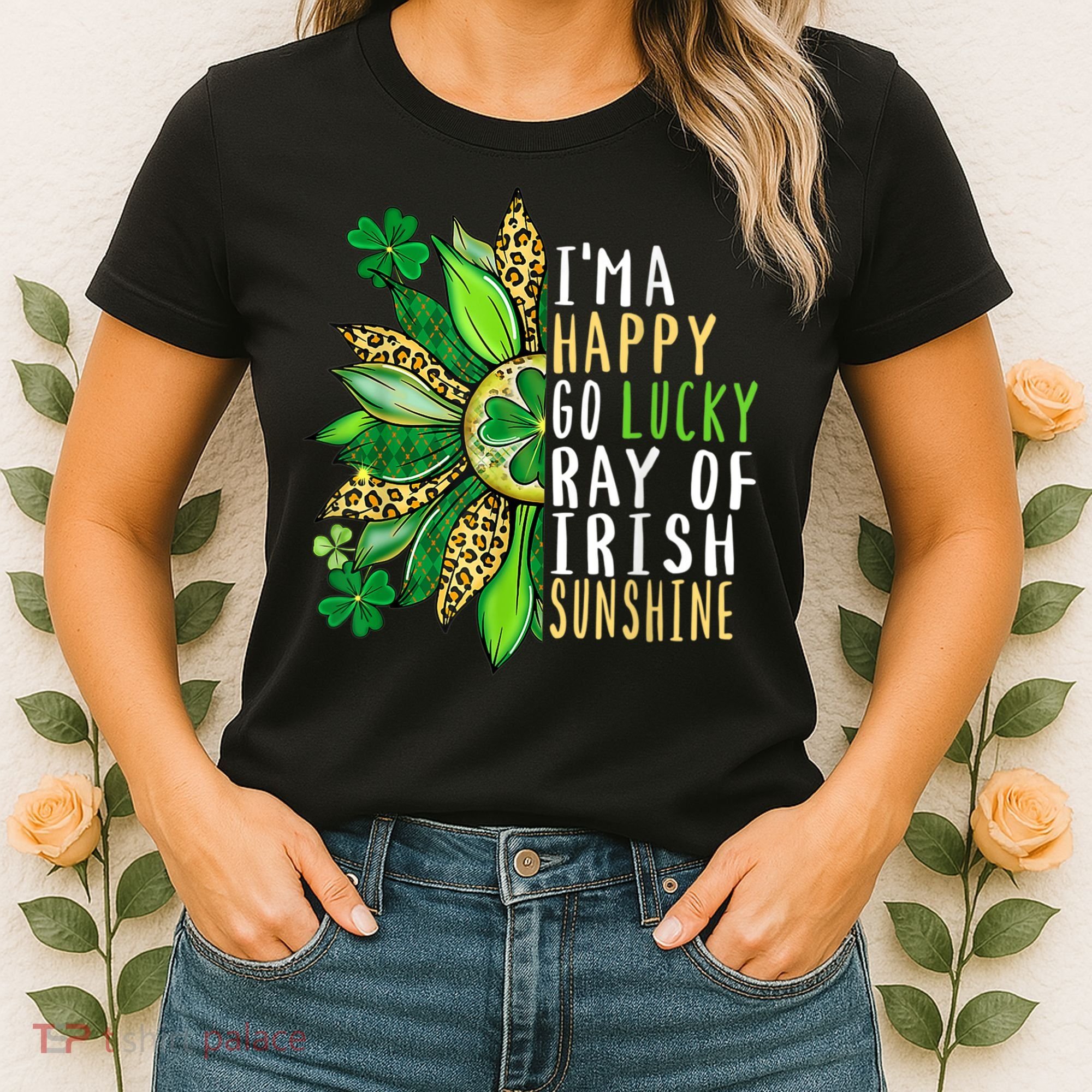 St. Patricks Day Sunflower Happy Go Lucky Ray Irish Sunshine Women's T-Shirt