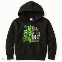 St. Patricks Day Sunflower Happy Go Lucky Ray Irish Sunshine Kids Hoodie thumb 0