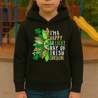 St. Patricks Day Sunflower Happy Go Lucky Ray Irish Sunshine Kids Hoodie thumb 3
