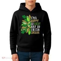 St. Patricks Day Sunflower Happy Go Lucky Ray Irish Sunshine Kids Hoodie thumb 4