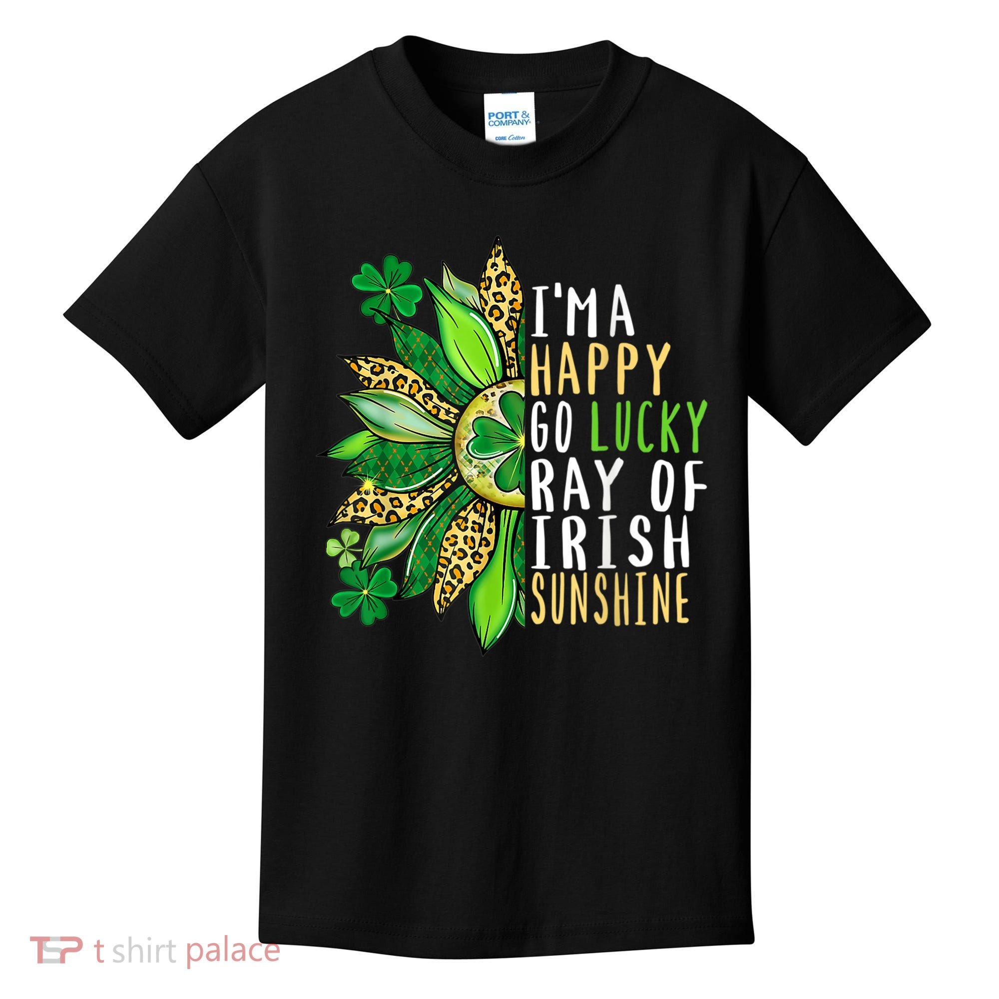 St. Patricks Day Sunflower Happy Go Lucky Ray Irish Sunshine Kids T-Shirt
