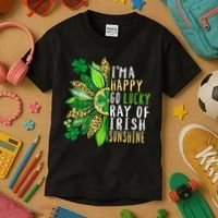 St. Patricks Day Sunflower Happy Go Lucky Ray Irish Sunshine Kids T-Shirt thumb 3