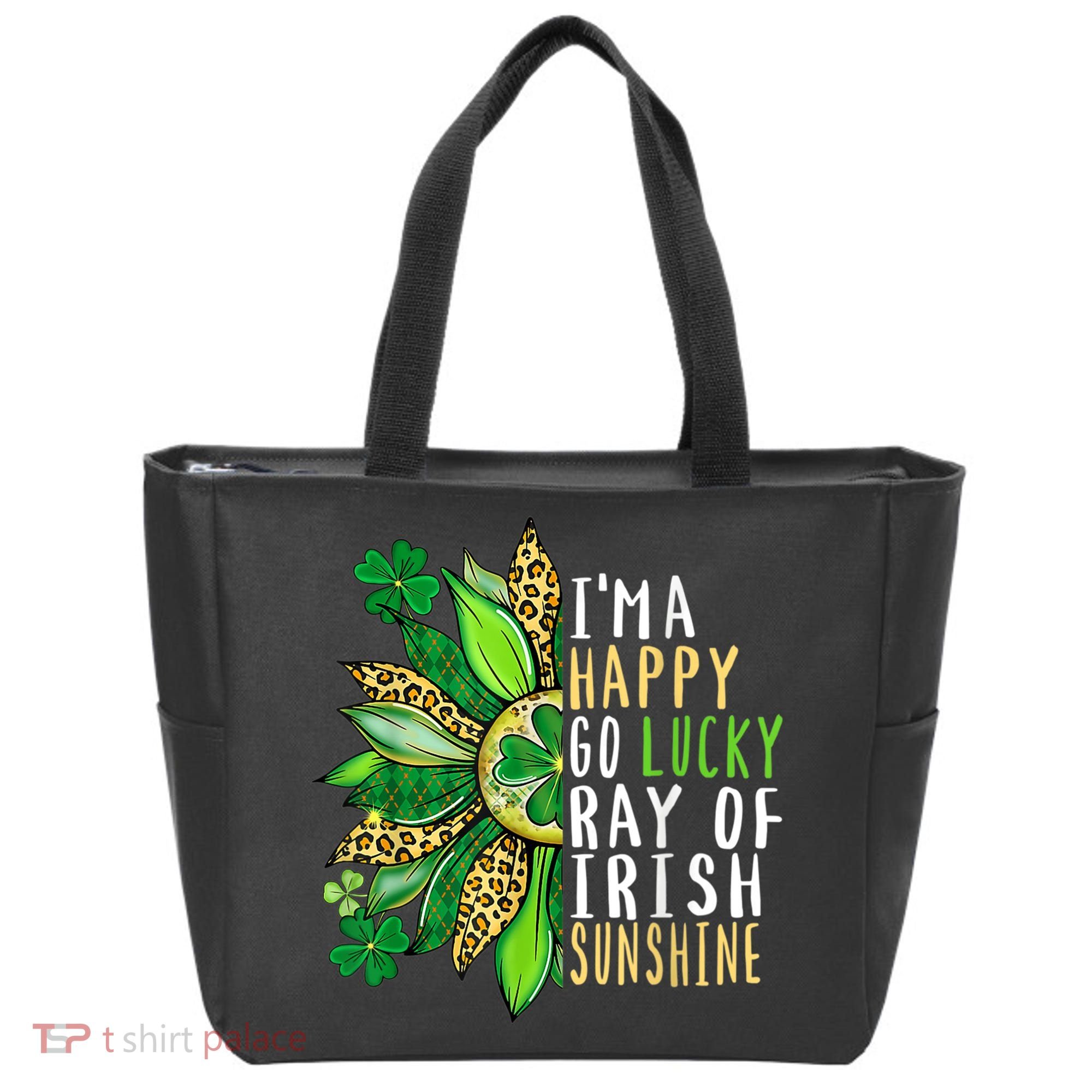 St. Patricks Day Sunflower Happy Go Lucky Ray Irish Sunshine Tote Bag